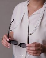 بند عینک نواری پارچه ای ( سفید) - کد 8002